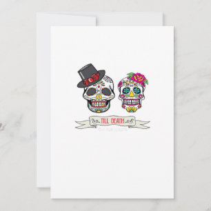 Bis zum Tod tun uns Schädel Hochzeit Braut und Gro Feiertagskarte