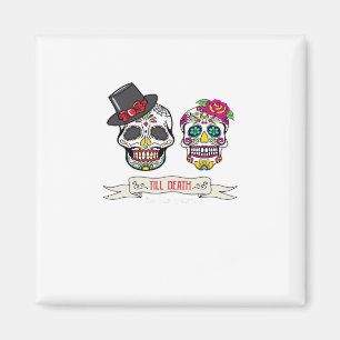 Bis zum Tod tun uns Schädel Hochzeit Braut und Gro Magnet