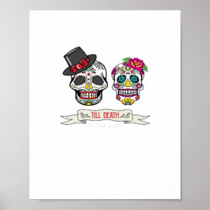 Bis zum Tod tun uns Schädel Hochzeit Braut und Gro Poster