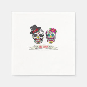 Bis zum Tod tun uns Schädel Hochzeit Braut und Gro Serviette