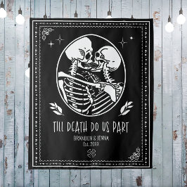 Bis zum Tod tun uns Teil Hintergrund Hochzeitskele Wandteppich