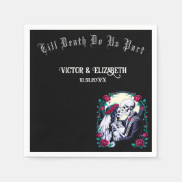 Bis zum Tod tun uns Teil Mondlicht Skelett Hochzei Serviette
