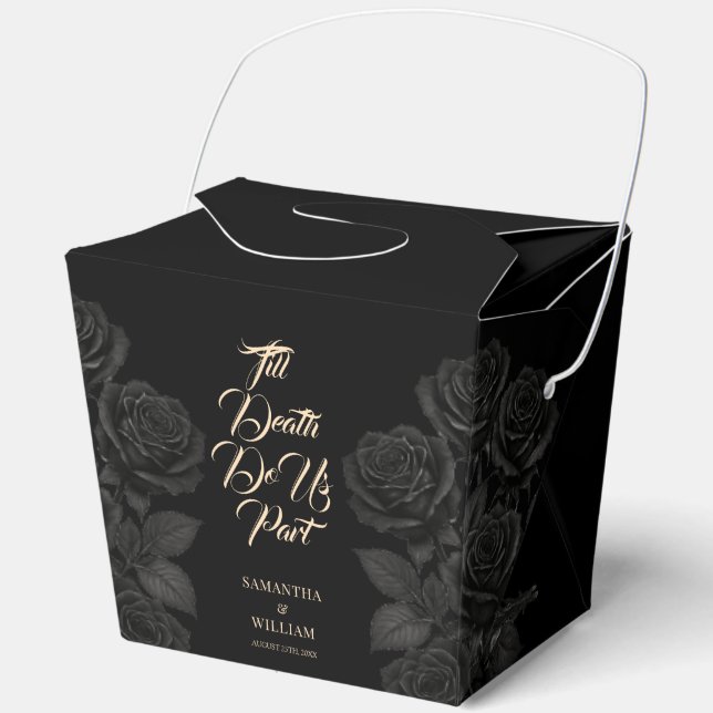 Bis zum Tod tun uns Teil Schwarze Rose Hochzeit Geschenkschachtel (Vorderseite)