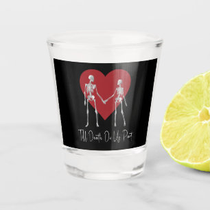 Bis zum Tod tun uns Teil Skelett schwarz Schnapsglas