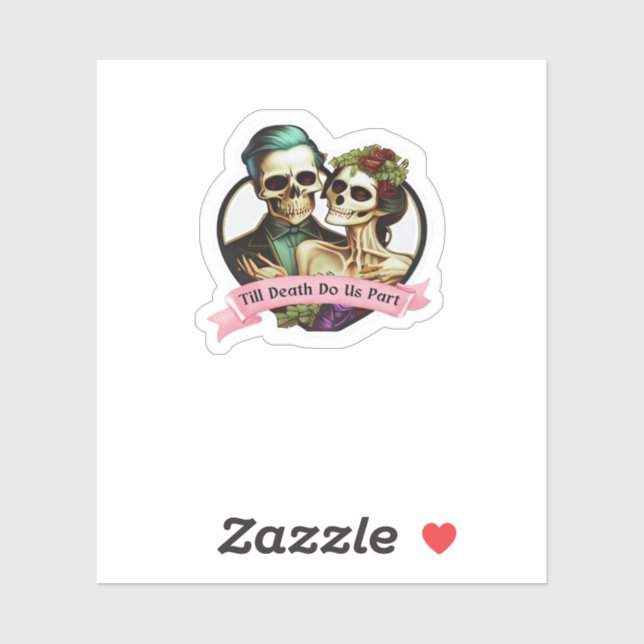 Bis zum Tod tun uns Teil Valentine Skelett Classic Aufkleber (Blatt)