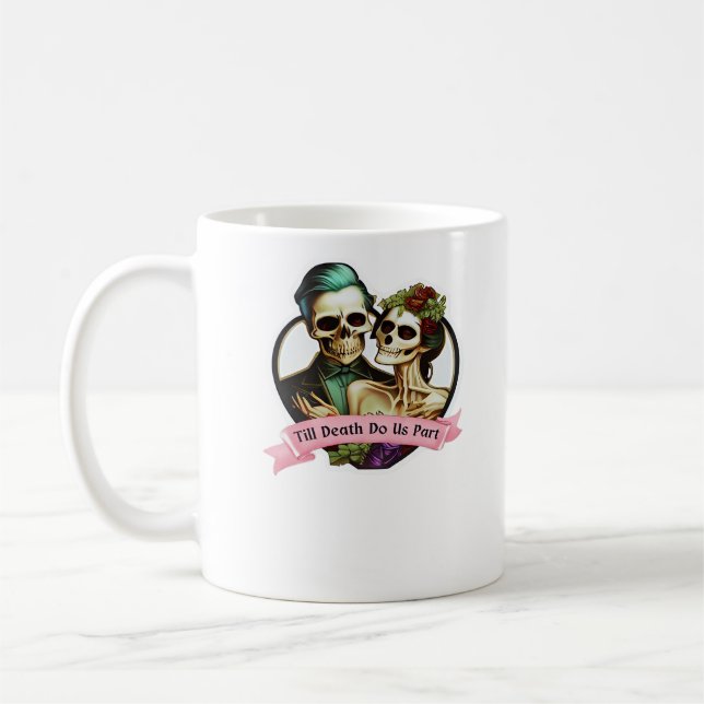 Bis zum Tod tun uns Teil Valentine Skelett Classic Kaffeetasse (Links)