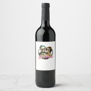 Bis zum Tod tun uns Teil Valentine Skelett Classic Weinetikett