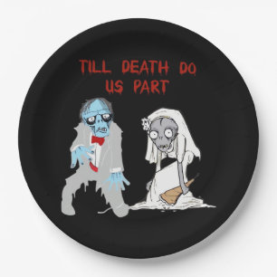 Bis zum Tod tun uns Teil Zombie Wedween Cou Pappteller