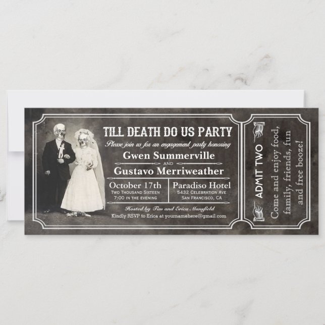 Bis zum Tod tun wir Party-Engagement-Party-Tickets Einladung (Vorderseite)
