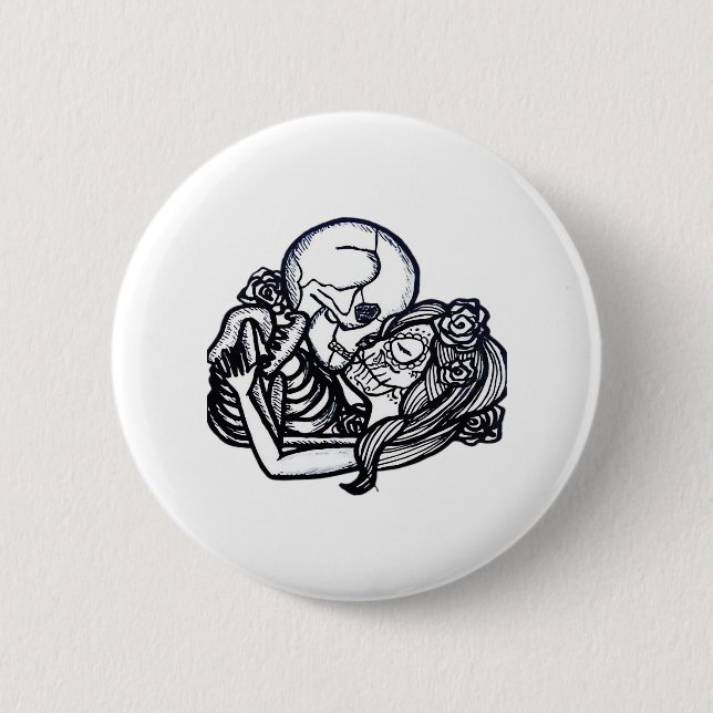 Bis zum Tod tun wir Teil Classic - Spooky Skeleton Button (Vorderseite)
