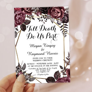 Bis zum Tod White Gothic Dark Floral Elegante Fa Einladung