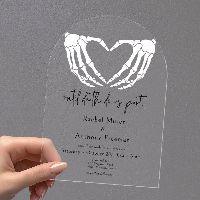 Bis zum Tode Skeleton Hände Arch Hochzeit Acryleinladungen (Von Creator hochgeladen)