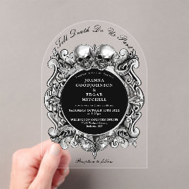 Bis zum Todegotischen Schädel Mongram Arched Weddi Acryleinladungen