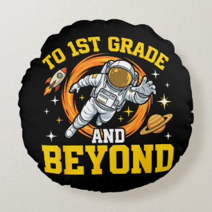 bis zur 1. Klasse und darüber hinaus Astronaut-Sch Rundes Kissen