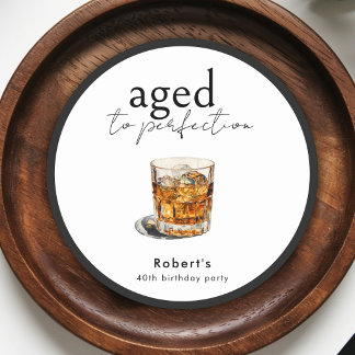 Bis zur Perfektion gereifter Whiskey-Geburtstags-P Runder Pappuntersetzer