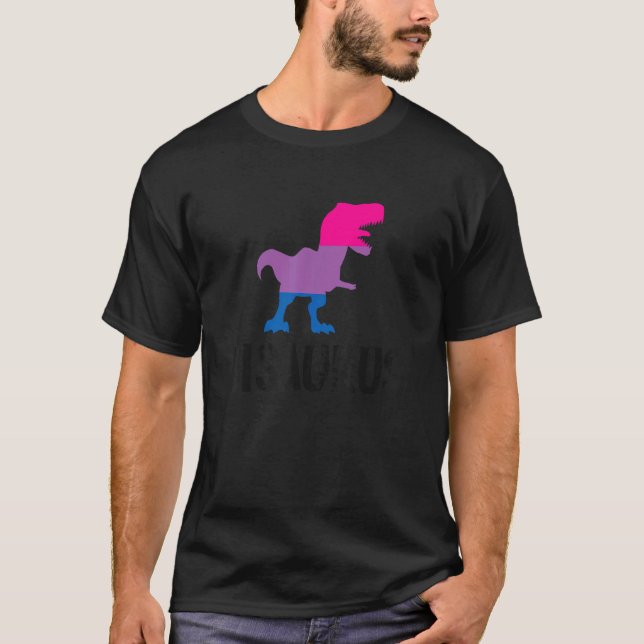 Bisaurus Dinosaur Rex Bisexuelle Flagge Bi Pride T-Shirt (Vorderseite)