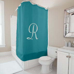 Biscay Bay Trendy Blue White Monogram Duschvorhang