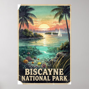 Biscayne National Park Aquarell Retro Kunst Poster