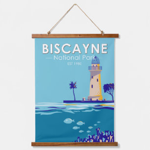 Biscayne National Park Boca Chita Key Vintage auf  Wandteppich Mit Holzrahmen