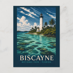 Biscayne National Park Florida Moderne Holzschnitt Postkarte