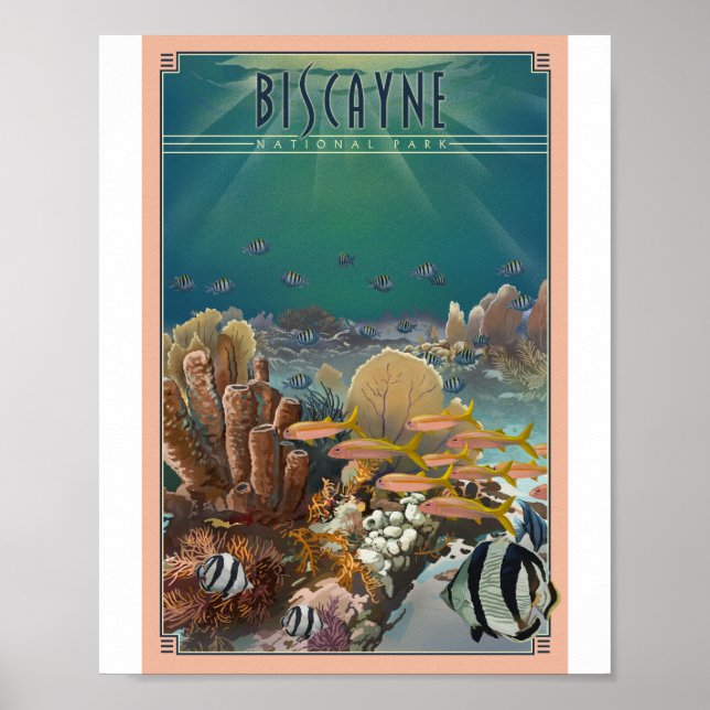 Biscayne Nationalpark Litho-Kunstposter Poster (Vorne)