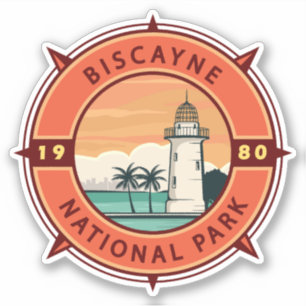 Biscayne Nationalpark Retro Kompass Emblem Aufkleber
