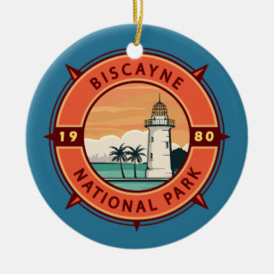 Biscayne Nationalpark Retro Kompass Emblem Keramik Ornament