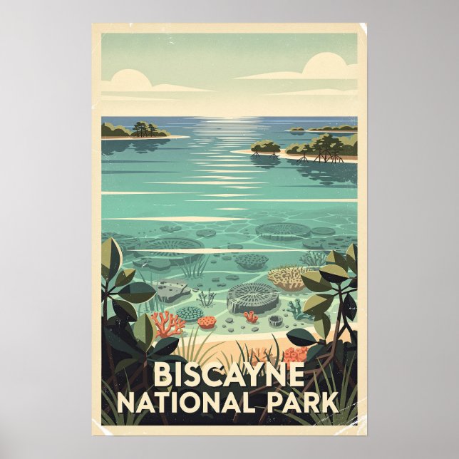 Biscayne Nationalpark Retro Poster (Vorne)