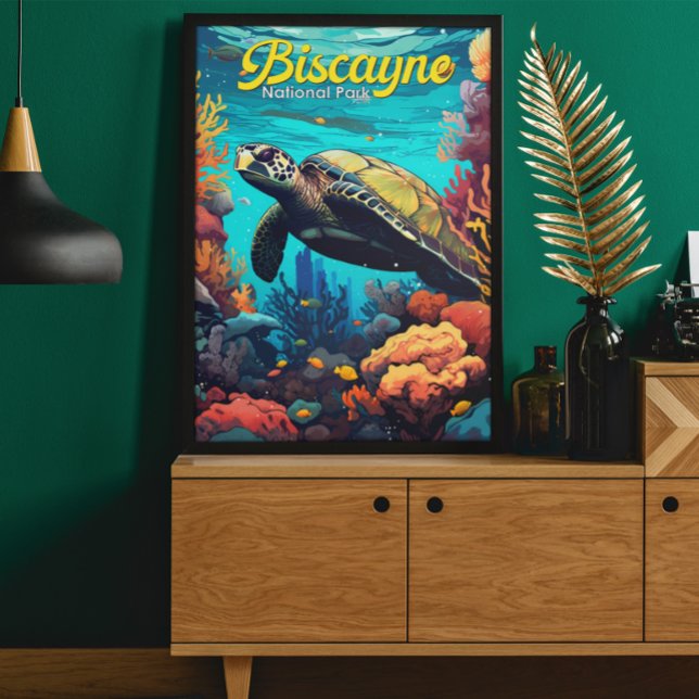 Biscayne Nationalpark Schildkröte Illustration Ret Poster (Von Creator hochgeladen)