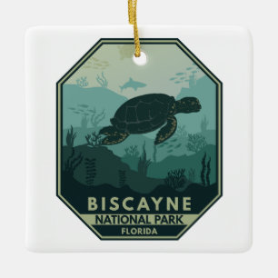 Biscayne Nationalpark Schildkröte Retro Emblem Keramikornament