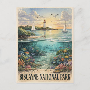 Biscayne Nationalpark Vintage-Korallenriff Postkarte