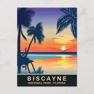 Biscayne, Sommeruntergang in Florida, Reise Postkarte