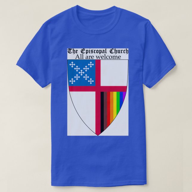 Bischofsschild mit 8 Farben Regenbogen Pri T-Shirt (Design vorne)
