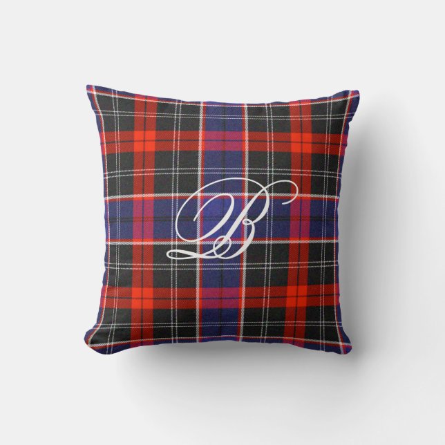 Bischoftartan-Monogramm-Kissen Kissen (Vorderseite)