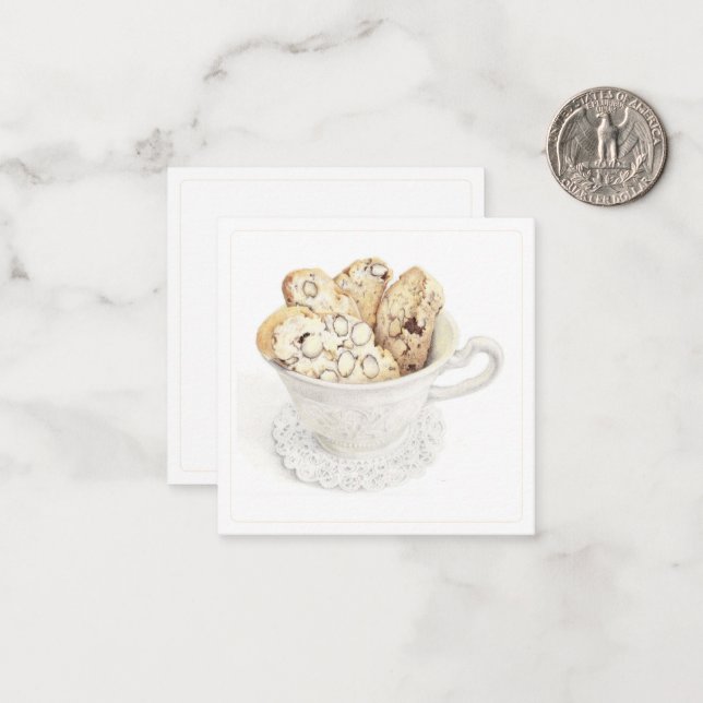 BISCOTTI 2,25" Square Flat Notecard Mitteilungskarte (Vorderseite/Rückseite Beispiel)