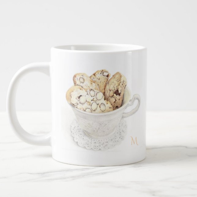 BISCOTTI Big White Tasse + Initial (Links)
