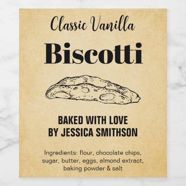 Biscotti Custom Maßgeschneiderte Bezeichnung BIS00 Weinetikett (Einzelnes Label)