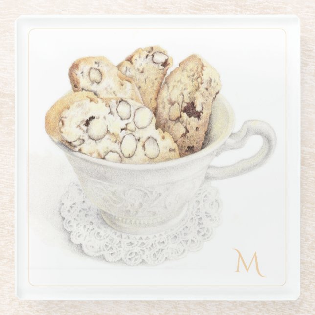 BISCOTTI Glas Getränkekappe + Initial Glasuntersetzer (Vorderseite)