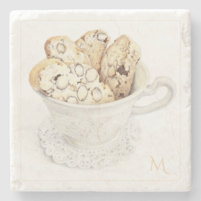 BISCOTTI Marmorstein Untersetzer + Initiale (Vorderseite)