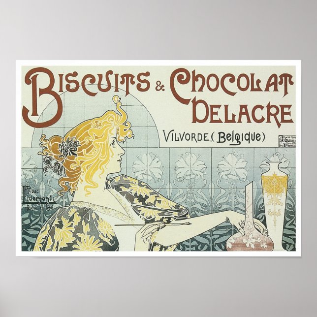 Biscuits & Chocolat Delacre Vintage Ad Poster (Vorne)