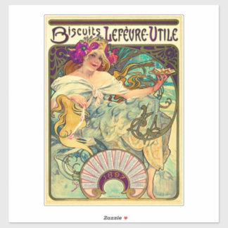 Biscuits Lefevre-Utile von Alphonse Mucha (1896) Aufkleber