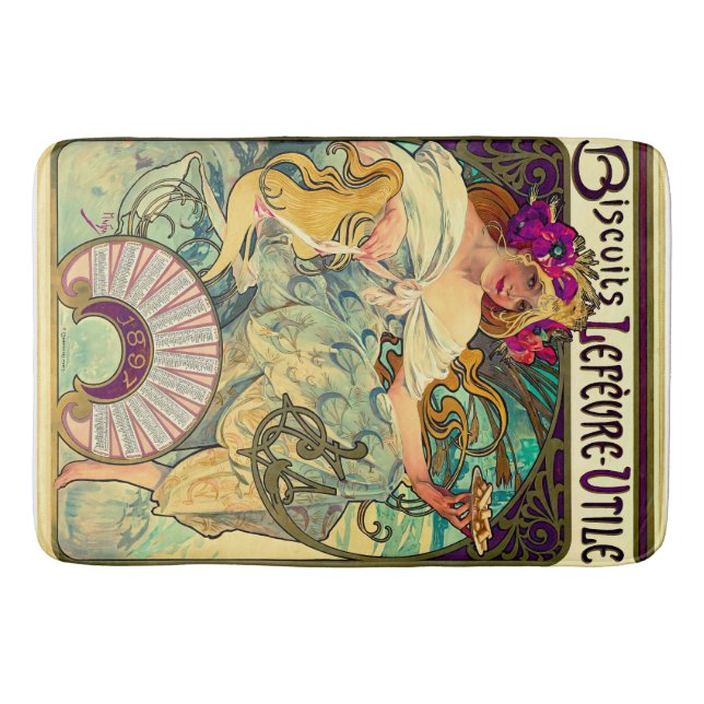 Biscuits Lefevre-Utile von Alphonse Mucha (1896) Badematte (Vorderseite)
