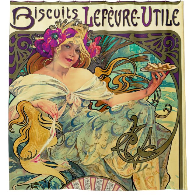 Biscuits Lefevre-Utile von Alphonse Mucha (1896) Duschvorhang (Vorderseite)
