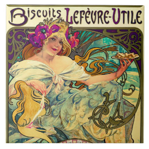Biscuits Lefevre-Utile von Alphonse Mucha (1896) Fliese