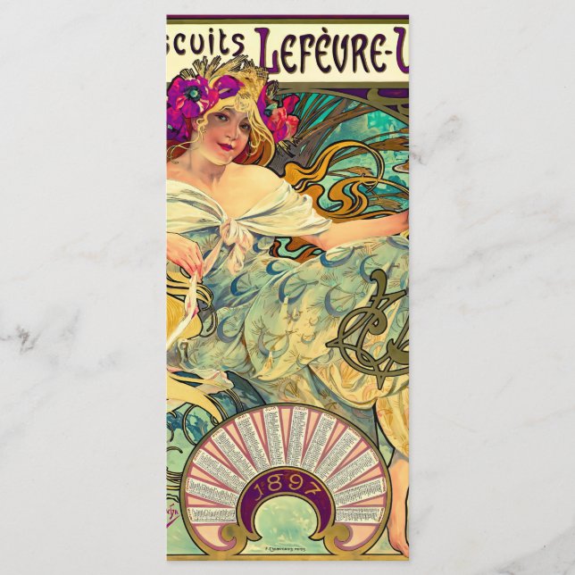 Biscuits Lefevre-Utile von Alphonse Mucha (1896) Menükarte (Vorderseite)