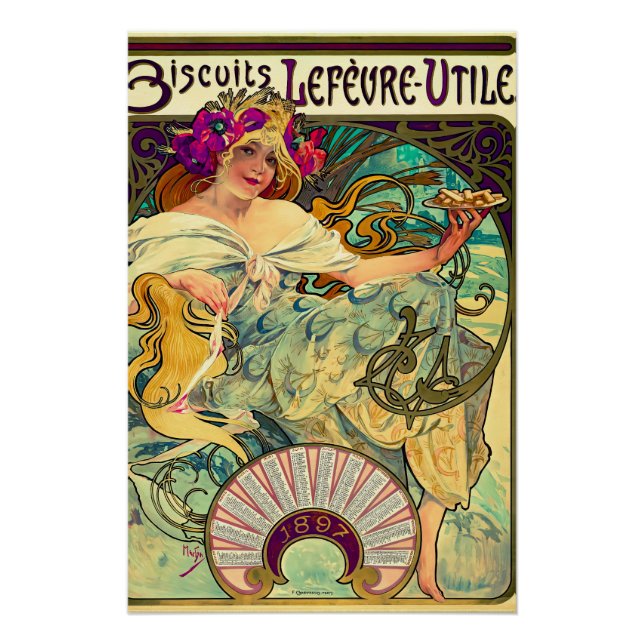 Biscuits Lefevre-Utile von Alphonse Mucha (1896) Poster (Vorderseite)