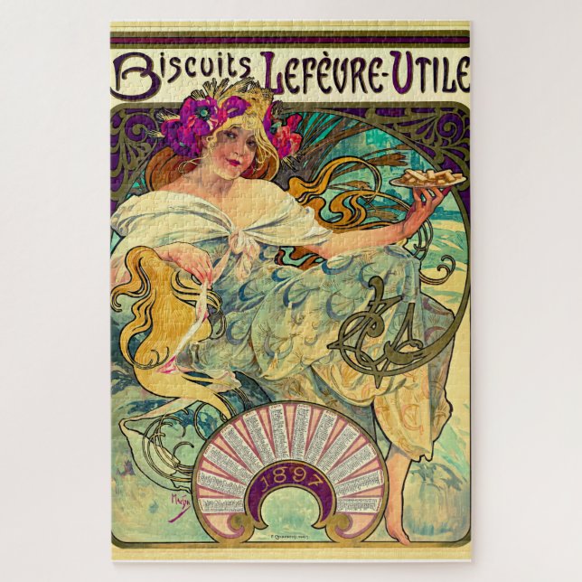 Biscuits Lefevre-Utile von Alphonse Mucha (1896) Puzzle (Vertikal)
