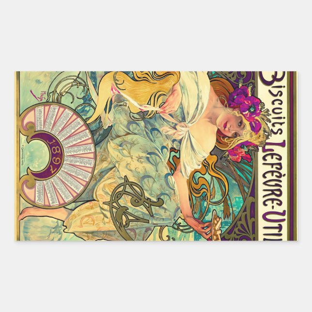 Biscuits Lefevre-Utile von Alphonse Mucha (1896) Rechteckiger Aufkleber (Vorderseite)