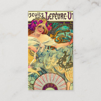 Biscuits Lefevre-Utile von Alphonse Mucha (1896) Visitenkarte