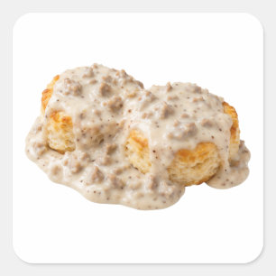 Biscuits und Bratensauce-Frühstück Quadratischer Aufkleber
